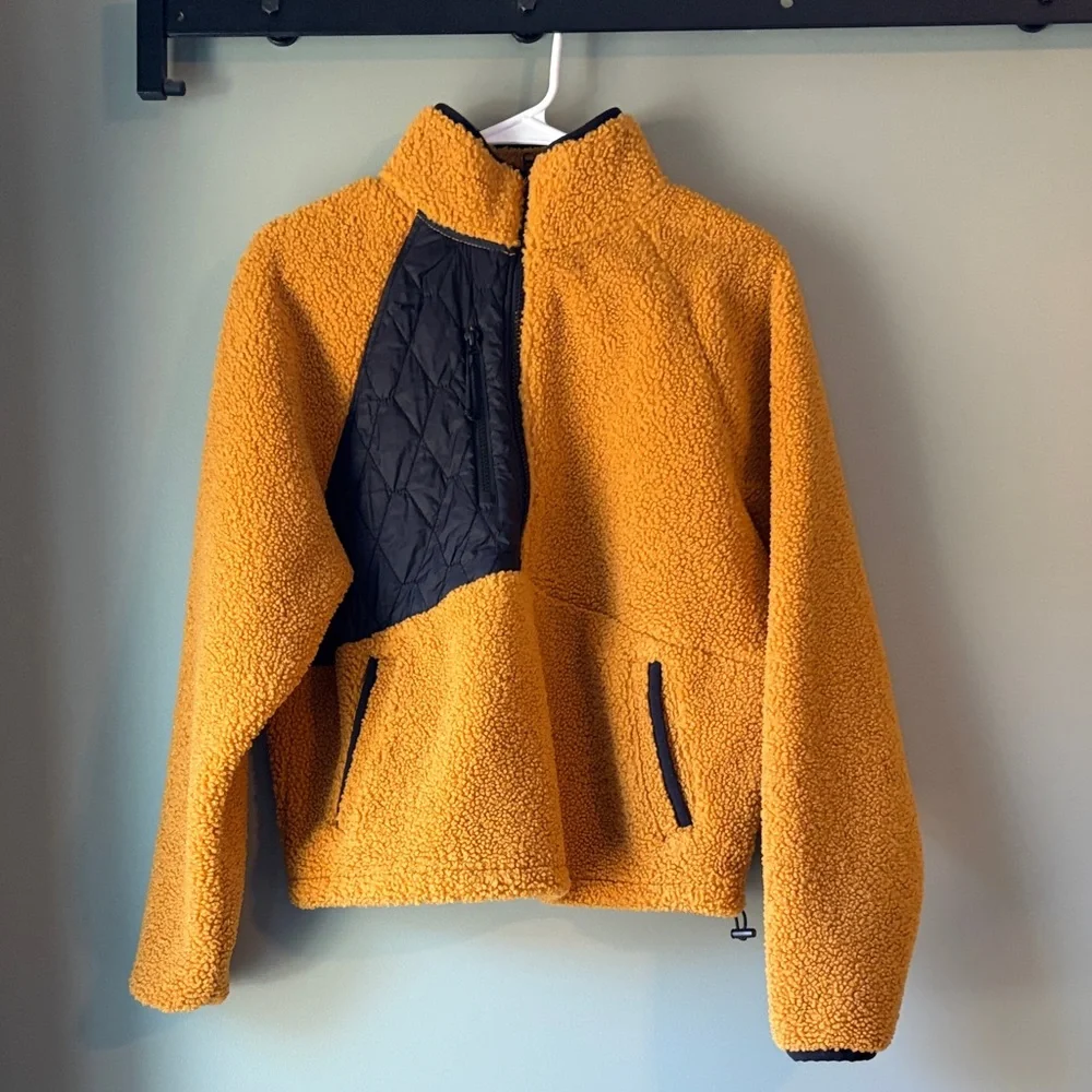 Joy Lab Women’s cropped mustard yellow and black Fleece half zip - Picture 1 of 6